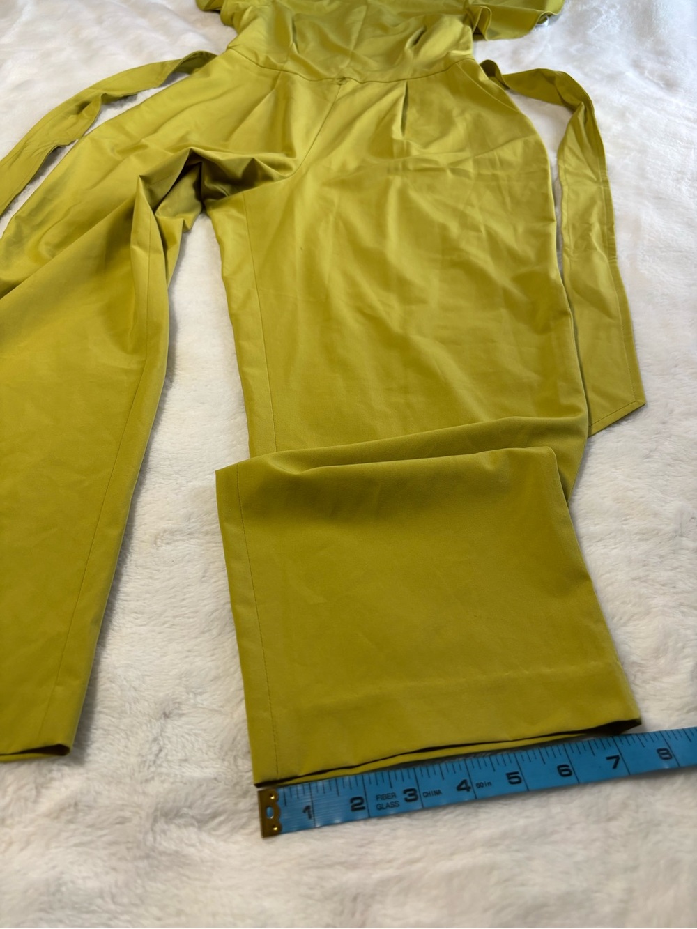 Calvin Klein Chartreuse Yellow Flutter Sleeve Belted Jumpsuit Size 8 NWT - Picture 16 of 16